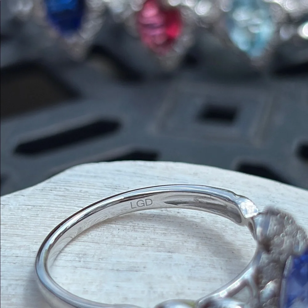 Pear Cut 1.25 tcw Genuine Tanzanite & Diamond Ring Sterling Silver Size 7